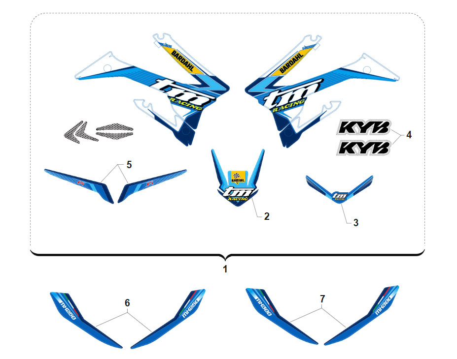4T 250/300 FI MX TWIN 2020 - BASTIDOR - KIT ADHESIVOS
