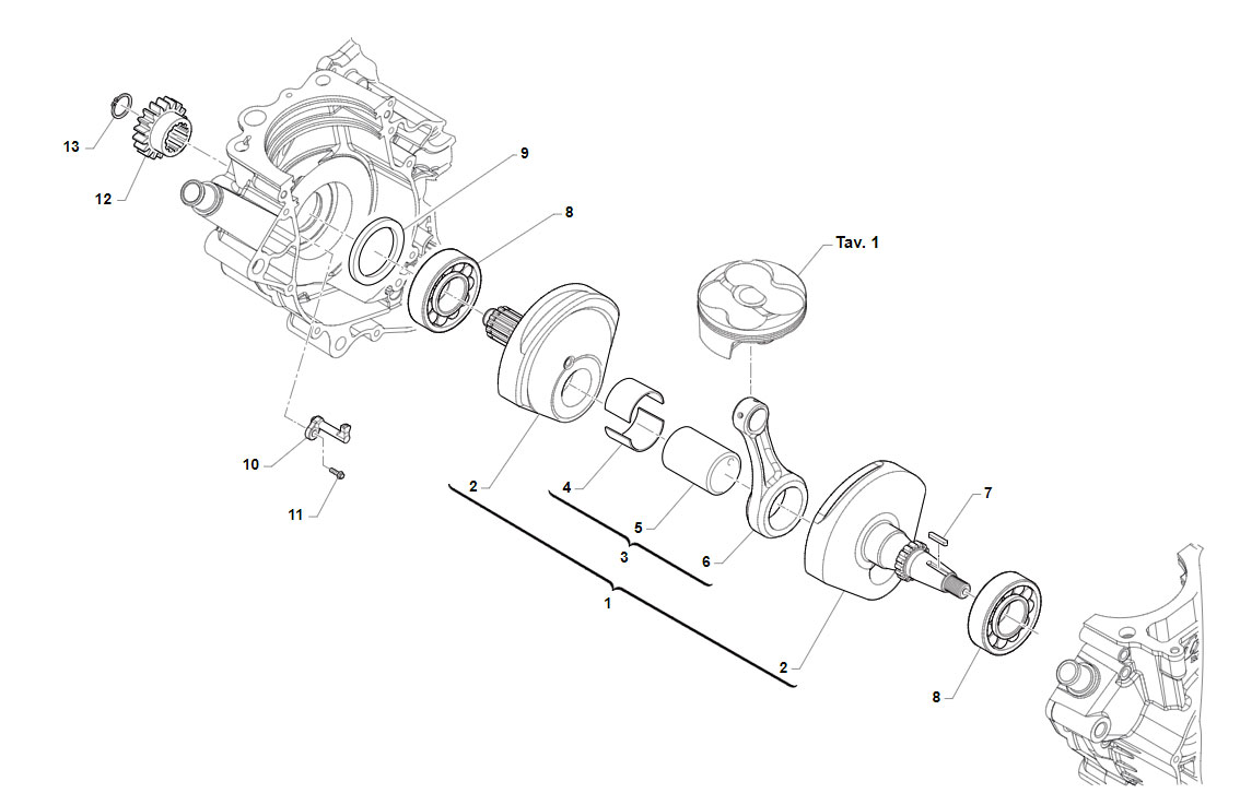 4T 250 FI MX/SMX TWIN DAL 2018 AL 2021 - MOTORE - ALBERO MOTORE