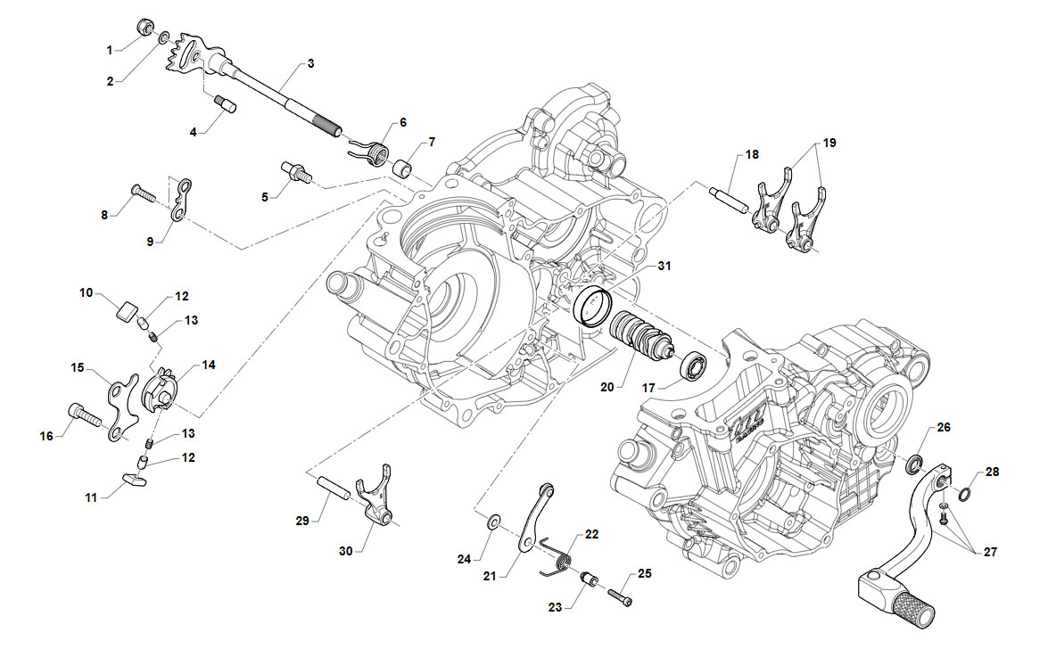 4T 250 FI MX/SMX TWIN DAL 2018 AL 2021 - MOTORE - COMANDO CAMBIO