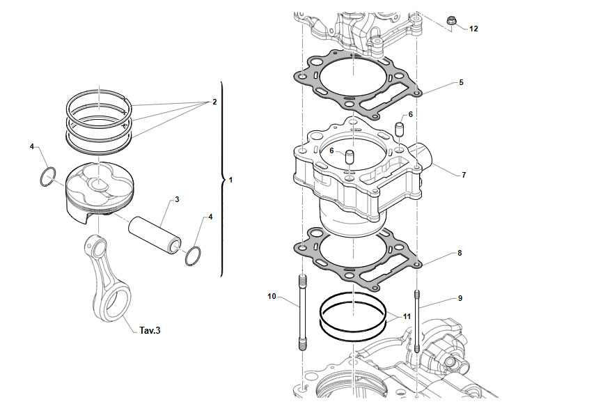4T 250 FI MX/SMX TWIN DAL 2018 AL 2021 - MOTORE - CILINDRO-PISTONE