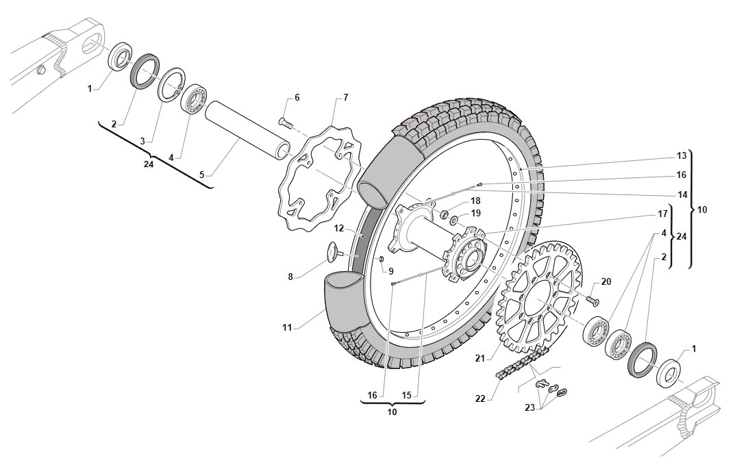 4T 250/300 FI MX TWIN 2020/2021 - FRAME - REAR WHEEL