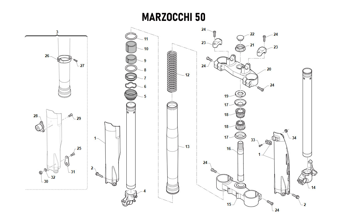 4T 250 FI SMX TWIN / 450 FI SMX/SMK 2021 - TELAIO - FORCELLA MARZOCCHI