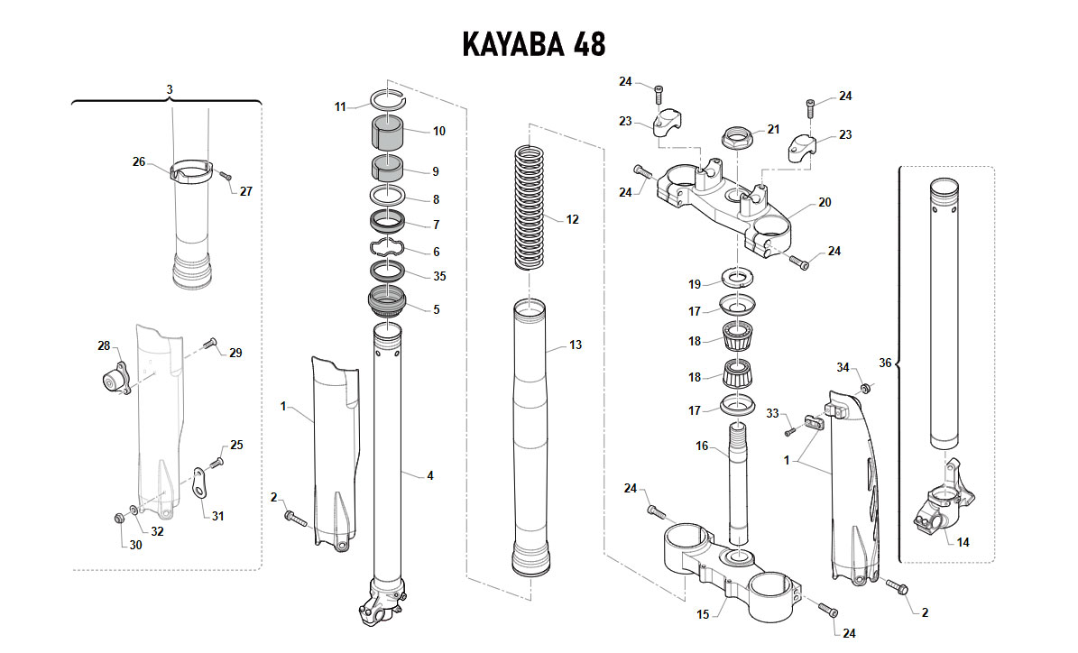 4T 250 FI SMX TWIN / 450 FI SMX/SMK 2021 - TELAIO - FORCELLA KAYABA