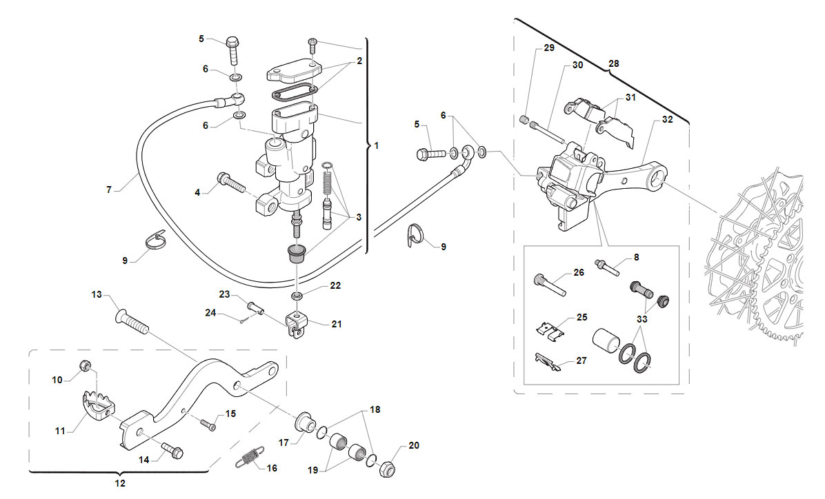 4T 250 FI SMX TWIN / 450 FI SMX/SMK 2021 - TELAIO - FRENO POSTERIORE