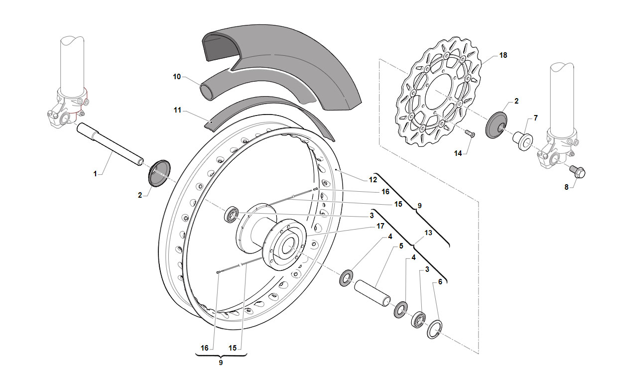 4T 250 FI SMX TWIN / 450 FI SMX/SMK 2021 - TELAIO - RUOTA ANTERIORE