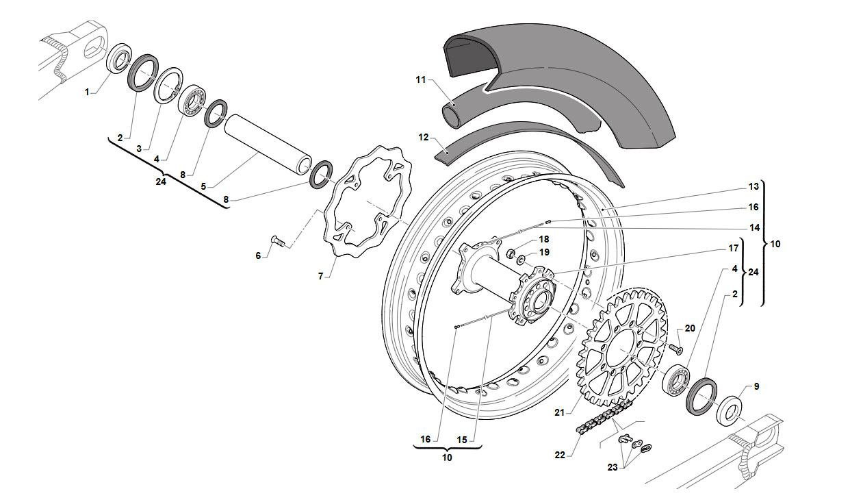 4T 250 FI SMX TWIN / 450 FI SMX/SMK 2021 - TELAIO - RUOTA POSTERIORE