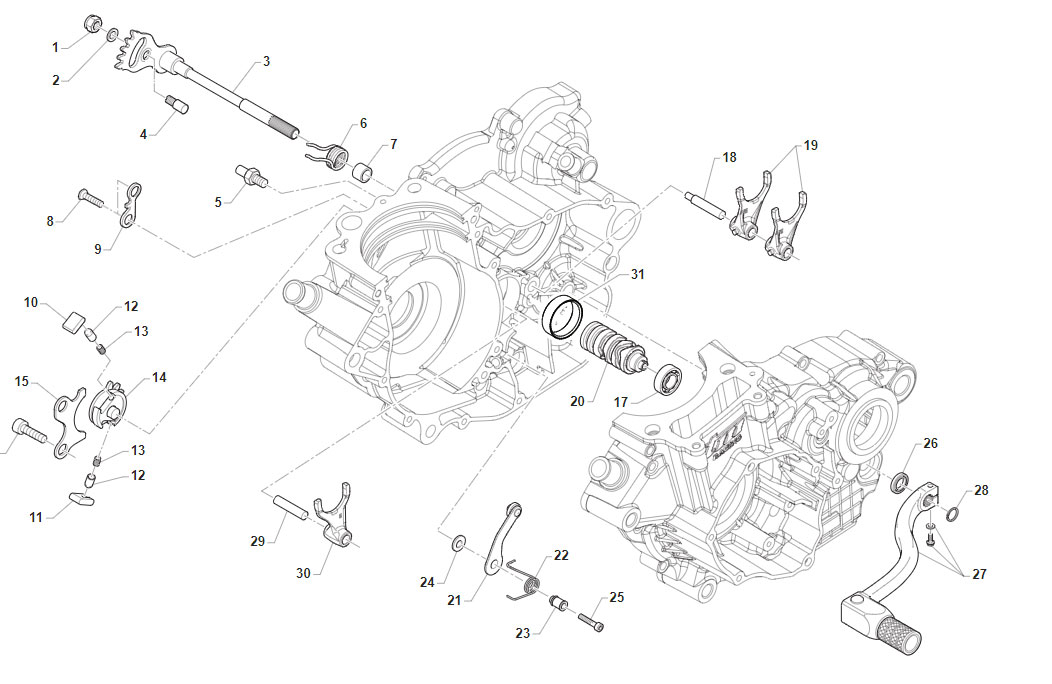 4T 300 FI MX/EN TWIN 2022 - ENGINE - GEARSHIFT MECHANISM
