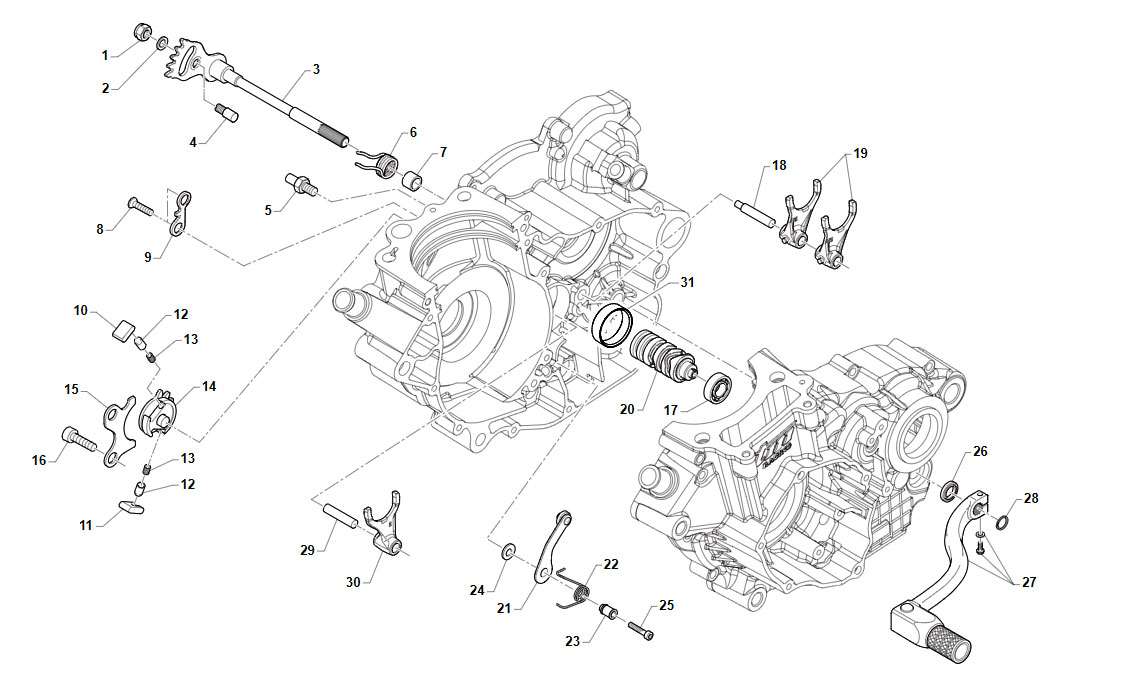 4T 300 FI EN TWIN 2020/2021 - MOTORE - COMANDO CAMBIO