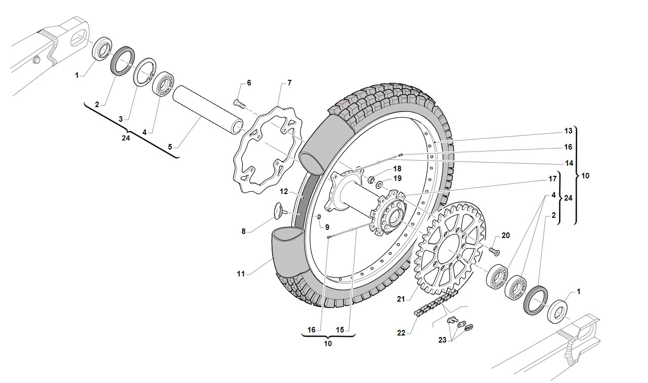 4T 300FI MX DE 2017 A 2019 - BASTIDOR - RUEDA TRASERA
