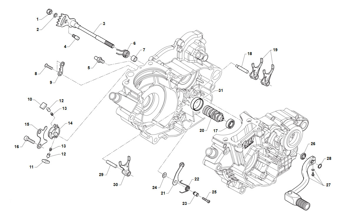 4T 300 FI MX TWIN 2020/2021 - MOTORE - COMANDO CAMBIO