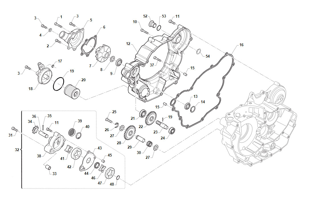 4T 450 FI EN/MX/SMR/SMK DAL 2022 AL 2026 - MOTORE - LUBRIFICAZIONE + POMPA ACQUA