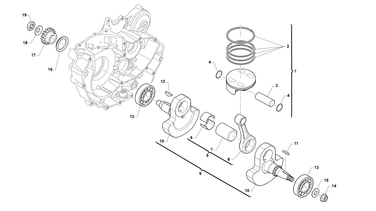 4T 450 FI SMK DAL 2021 AL 2026 - MOTORE - ALBERO MOTORE E PISTONE ES