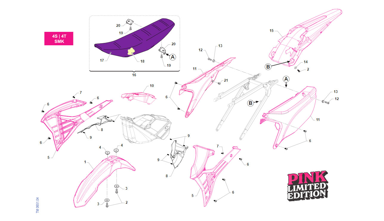 4T 450 FI SMK 2023 - TELAIO - PLASTICHE E SELLA PINK LIMITED EDITION