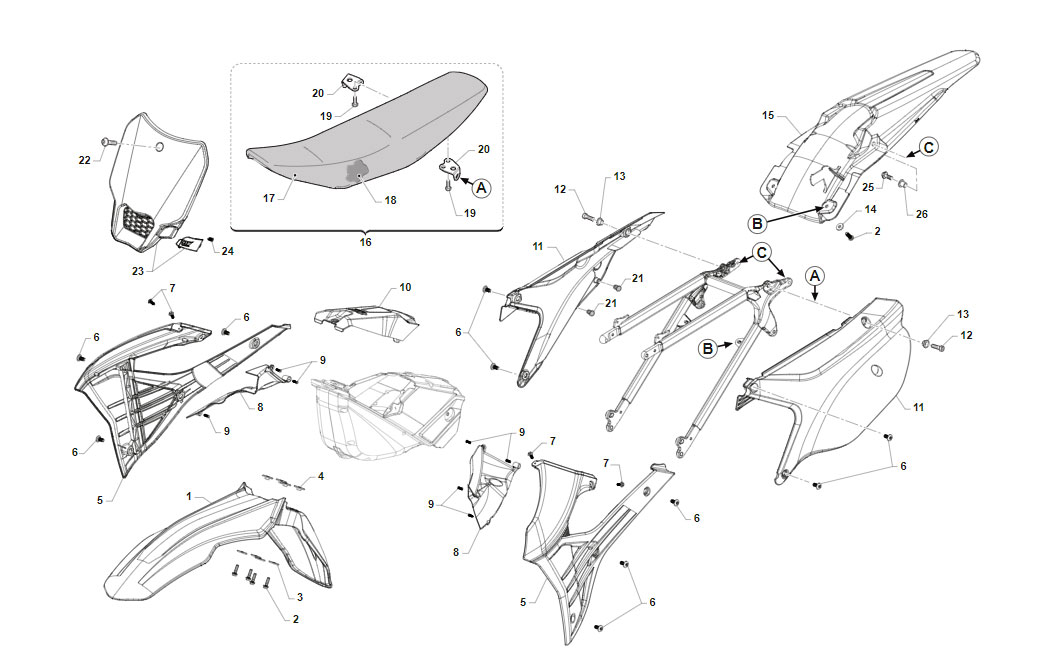 4T 450 FI SMK 2024 - FRAME - PLASTICS AND SEAT