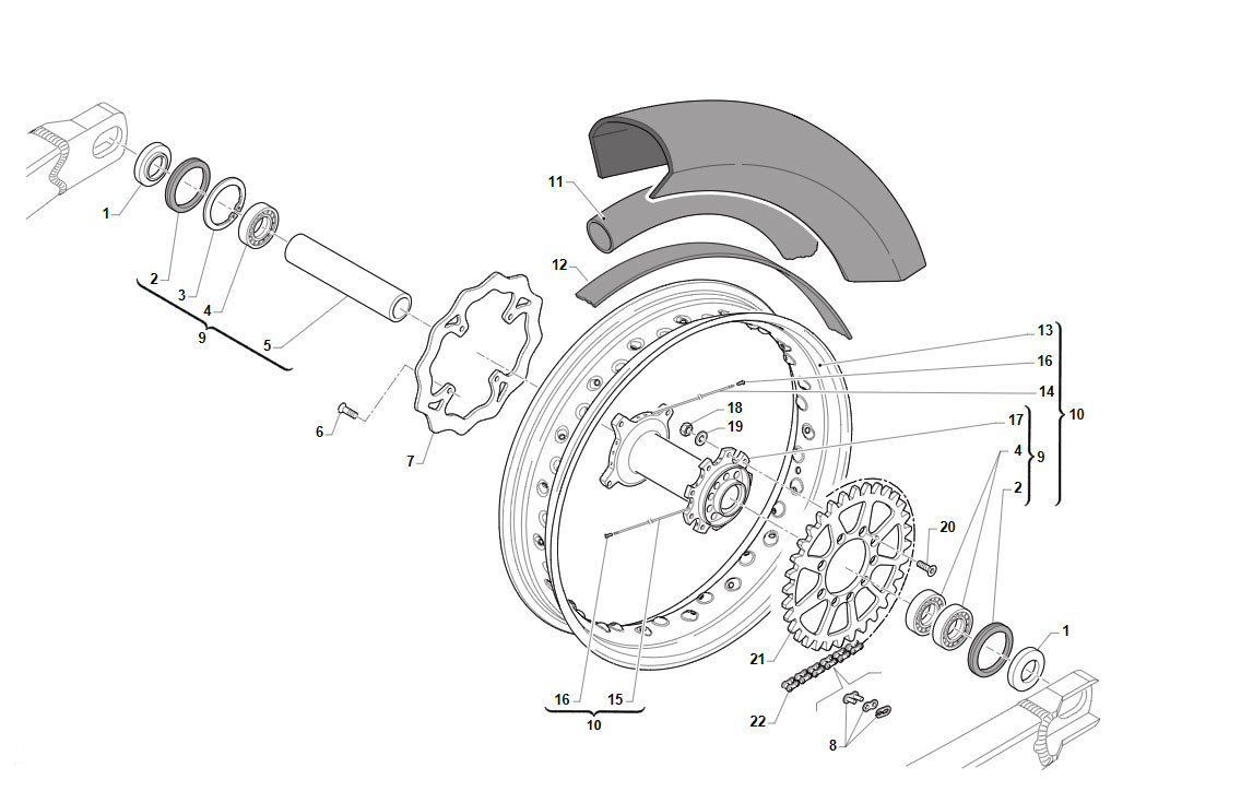 4T 450/530 FI SMR 2022/2023 - FRAME - REAR WHEEL 