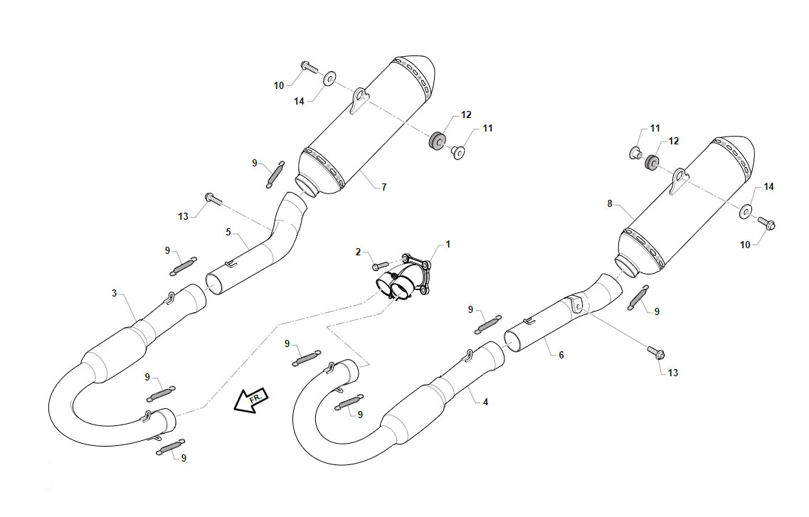 4T 450 FI SMR 2022/2023 - FRAME - EXHAUST SYSTEM TWIN