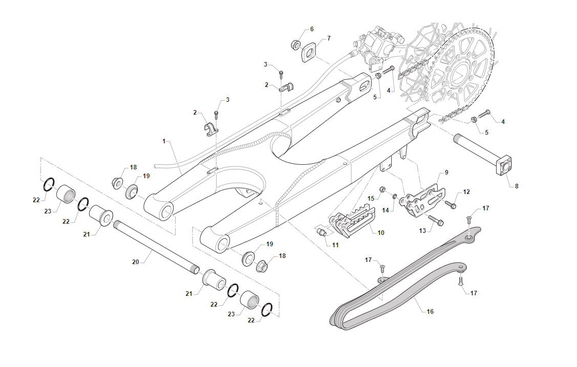 4T 450/530 FI SMR 2022/2023 - FRAME - REAR SWING ARM 