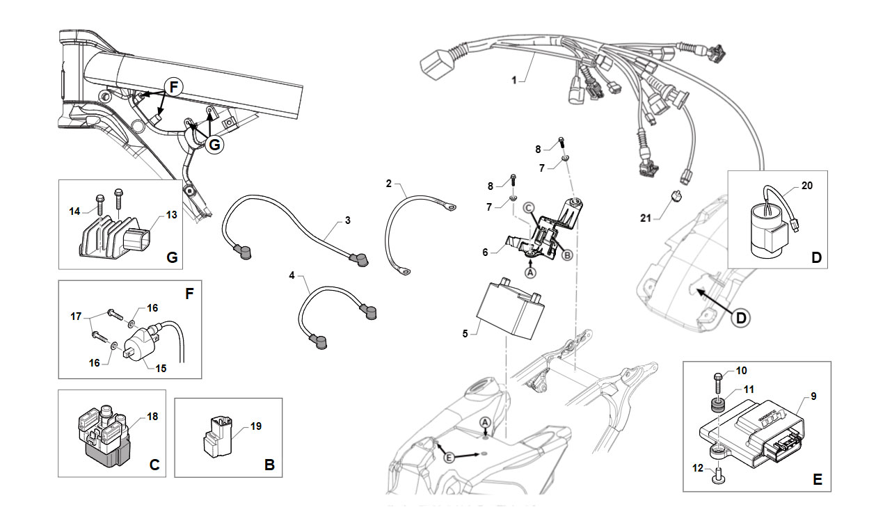 4T 450 FI SMR FROM 2022 TO 2024 - FRAME - CABLES HARNESSES