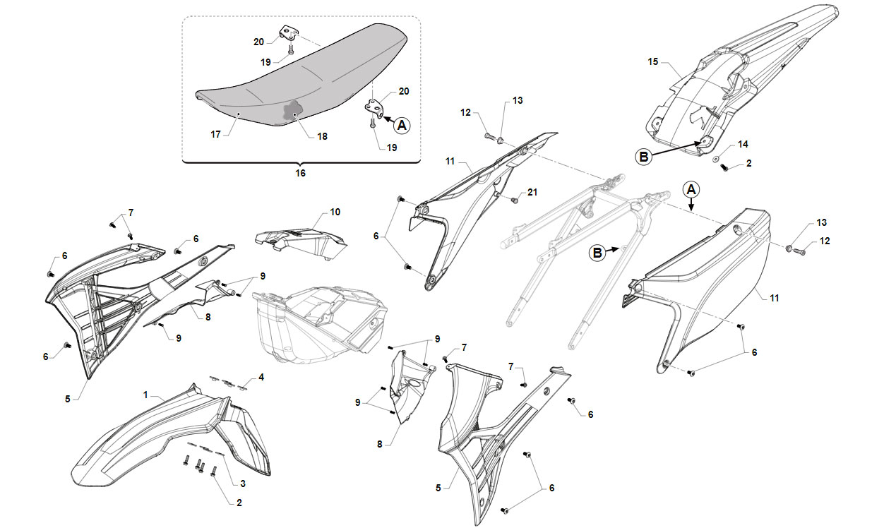4T 450 FI SMR 2024 - FRAME - PLASTICS AND SEAT