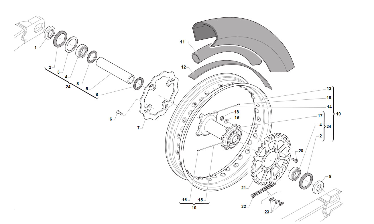 4T 450 FI SMX FROM 2015 TO 2019 - FRAME - REAR WHEEL