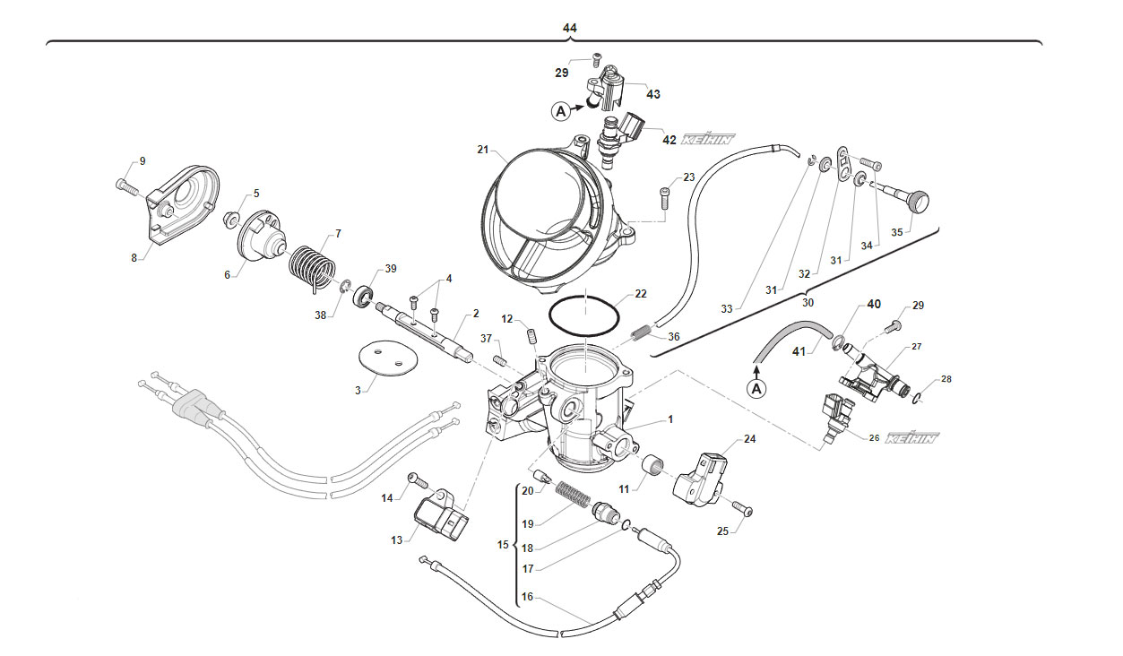 4T 450 FI SMX 2020/2021 - MOTORE - CORPO FARFALLATO DOPPIO INIETTORE KEIHIN