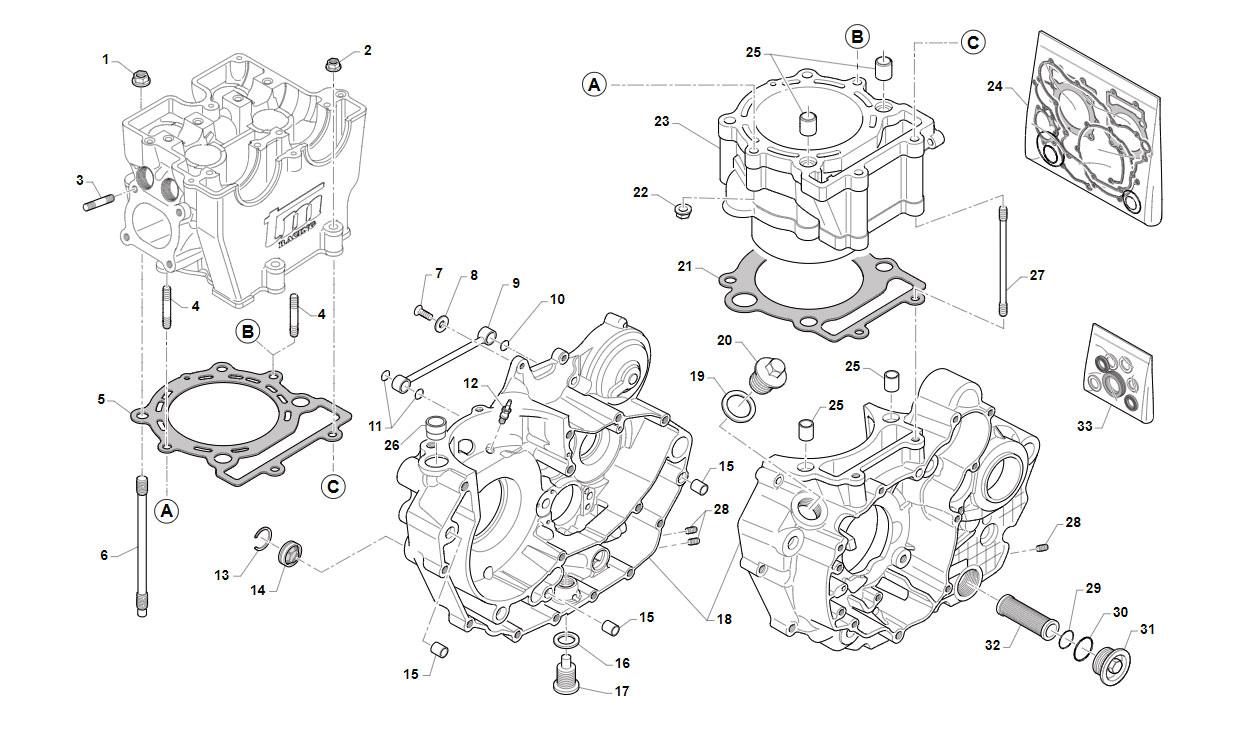 4T 450 FI SMX DAL 2012 AL 2014 - MOTORE - BASAMENTO E CILINDRO