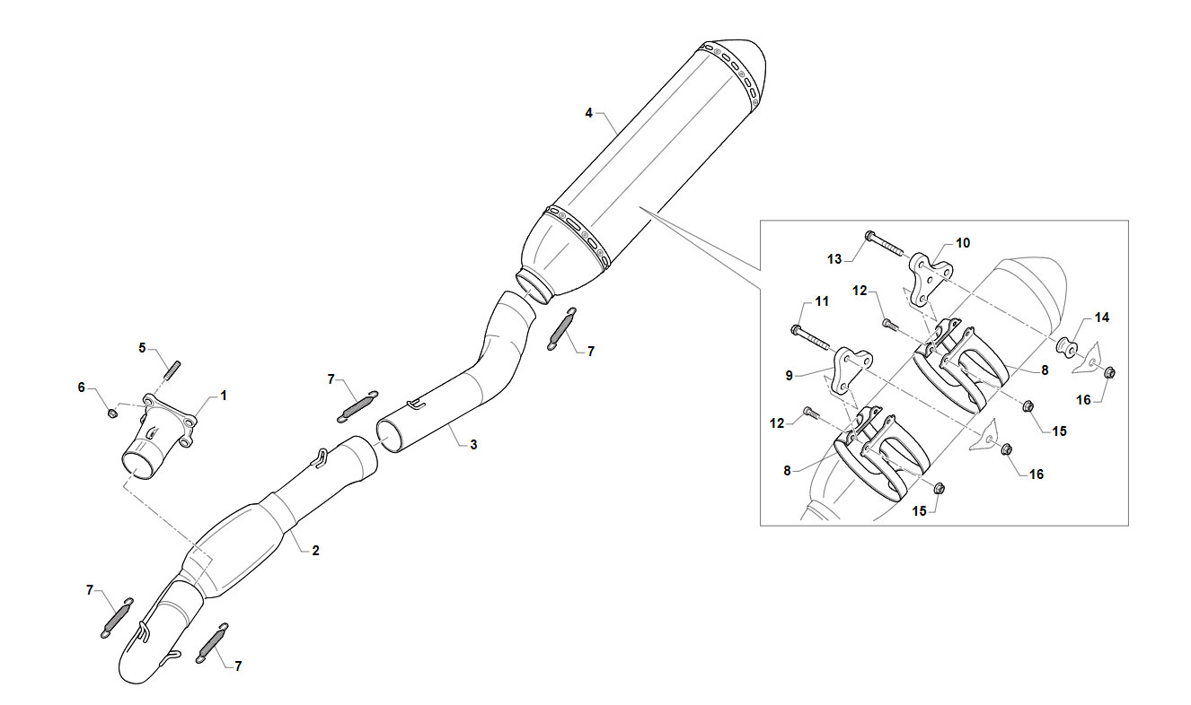 4T 530 FI EN FROM 2016 TO 2019 - FRAME - EXHAUST SYSTEM