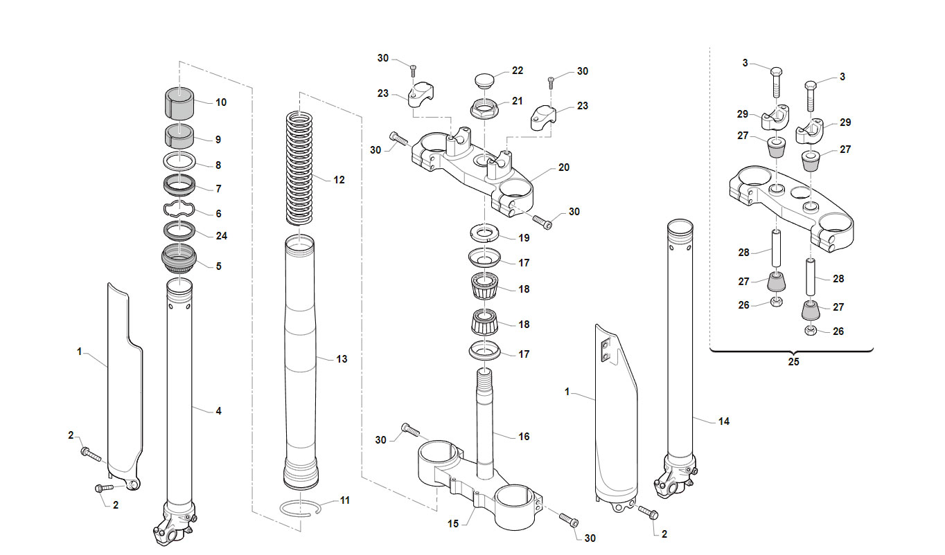 4T 530 FI MX 2019 - FRAME - FRONT FORK ASSEMBLY