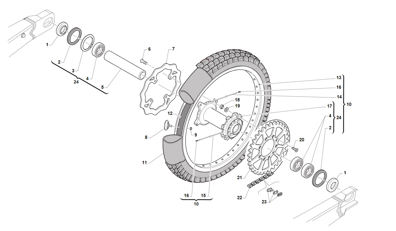 4T 530 FI MX FROM 2016 TO 2019 - FRAME - REAR WHEEL